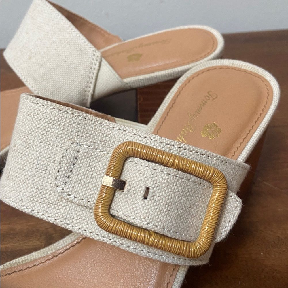 Tommy Bahama Trista Linen Block Heel Sandals - Picture 5 of 9